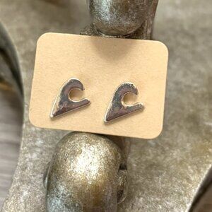 Silver Wave Stud Earrings